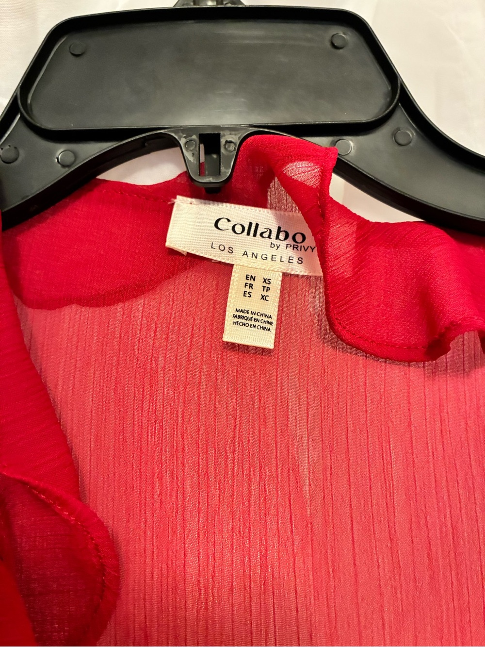 Red Ruffle Chiffon Women's Blouse - Picture 2 of 2